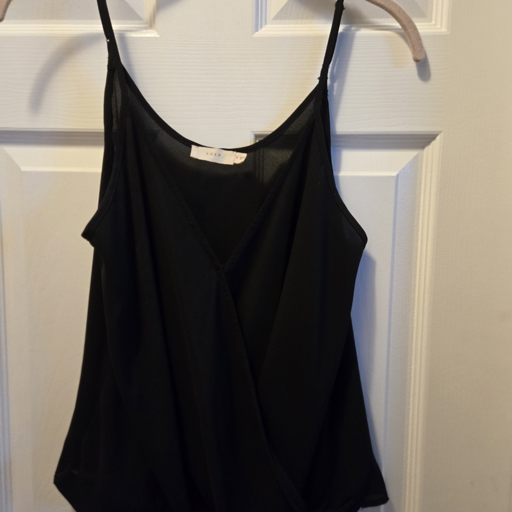 Black Asymmetrical Wrap Camisole Top
